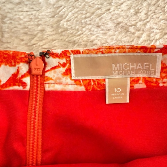 Michael Kors Orange Floral Mini Skirt – Size 10 | Fall Statement Piece - Picture 2 of 4